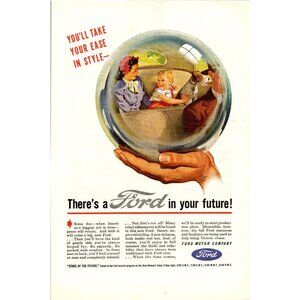 Ford Motor Co Print Ad May 1945 National Geographics WWII Color Full Page Future